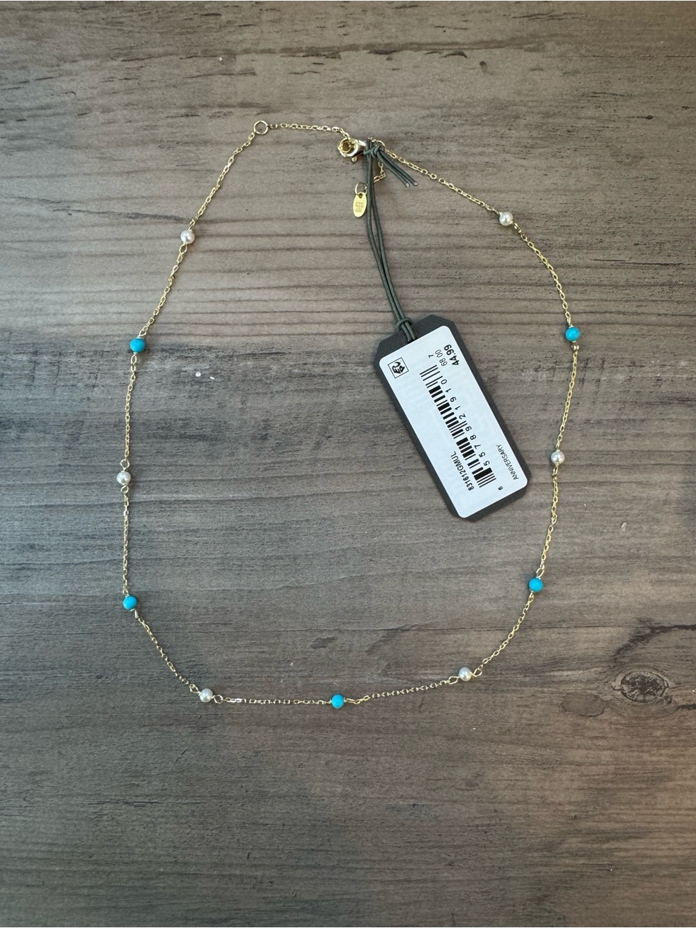Argento Vivo Gold Chain Necklace with Turquoise Beads - Picture 3 of 5